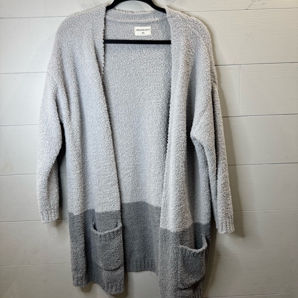 Thread & Supply Gray Open Front Cardigan Sweater